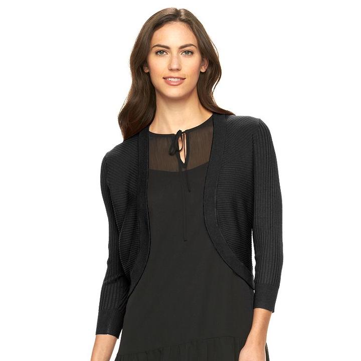 Women's Apt. 9&reg; Solid Ribbed Shrug, Size: Small, Black