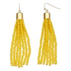 Yellow Seed Bead Nickel Free Tassel Drop Earrings, Women's, Med Yellow