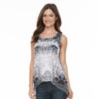 Women's World Unity High-low Print Tank, Size: Medium, Grey (charcoal)