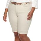 Plus Size Gloria Vanderbilt Joslyn Belted Bermuda Jean Shorts, Women's, Size: 18 W, Brown