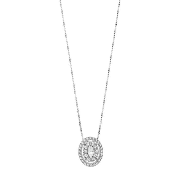 Pure Radiance Sterling Silver Lab-created White Sapphire & Diamond Accent Oval Pendant, Women's, Size: 18