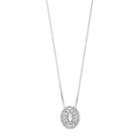 Pure Radiance Sterling Silver Lab-created White Sapphire & Diamond Accent Oval Pendant, Women's, Size: 18