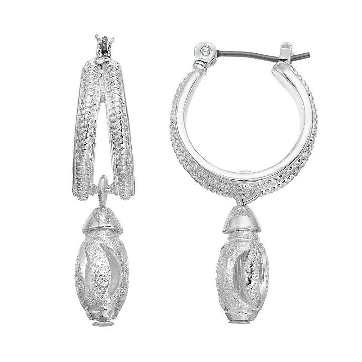 Napier Textured Double Hoop Earrings, Women's, Silver