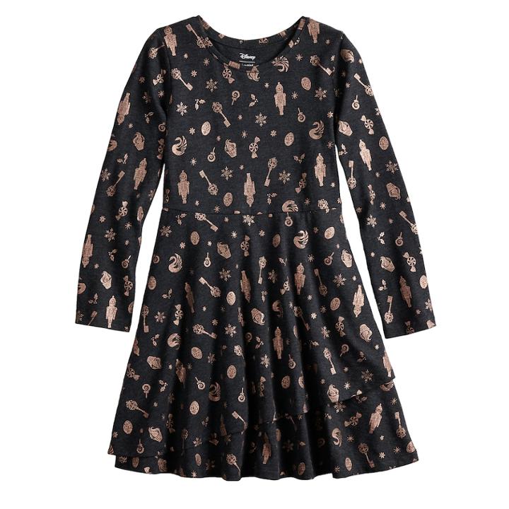 Disney's The Nutcracker And The Four Realms Girls 4-10 Foiled Print Dress By Jumping Beans&reg;, Size: 6, Med Grey