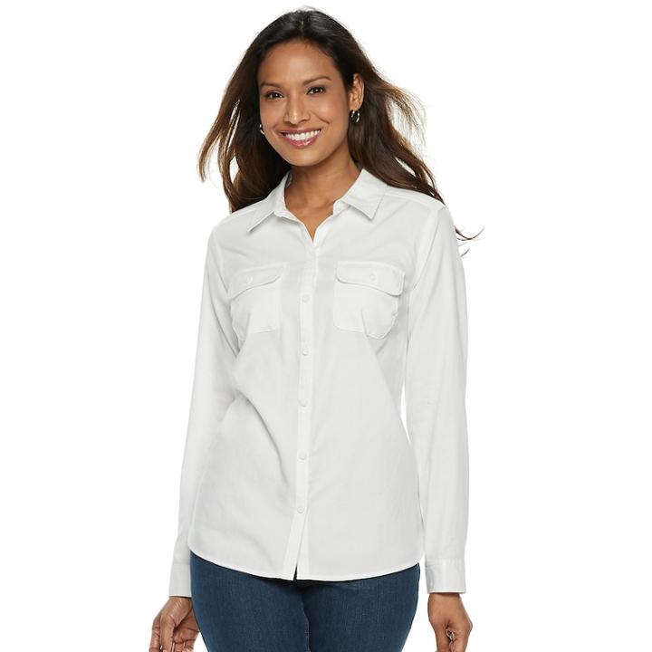 Women's Croft & Barrow&reg; Classic Soft Shirt, Size: Xxl, White