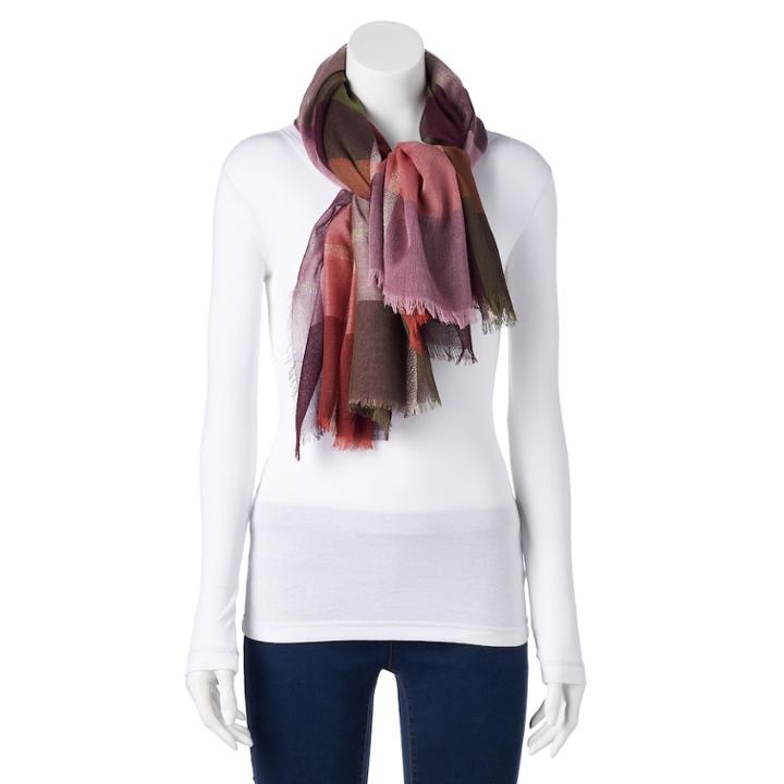Women's Apt. 9&reg; Brushed Stripe Blanket Square Scarf, Red Multi