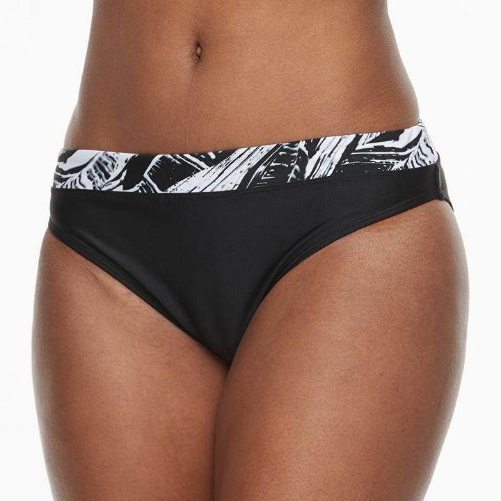 Women's Rbx Batik-trim Scoop Bikini Bottoms, Size: Large, Oxford