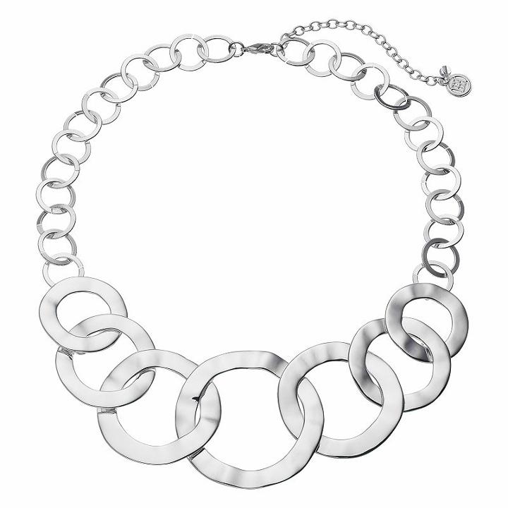 Dana Buchman Hammered Circle Link Statement Necklace, Women's, Silver