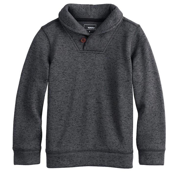 Boys 4-12 Sonoma Goods For Life&trade; Sweater Fleece Shawl Pullover Top, Size: 8, Dark Grey