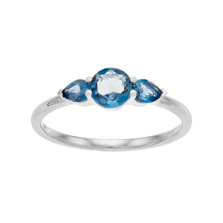 Lc Lauren Conrad 10k White Gold Blue Topaz 3-stone Ring, Women's, Size: 8