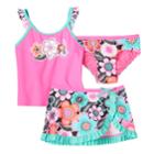 Girls 4-6x Zeroxposur Tankini Swimsuit Set, Size: 4, Med Pink