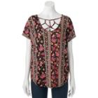 Juniors' Pink Rose Strappy Short Sleeve Top, Girl's, Size: Small, Grey (charcoal)