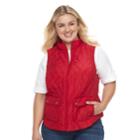Plus Size Croft & Barrow&reg; Quilted Vest, Women's, Size: 1xl, Med Red