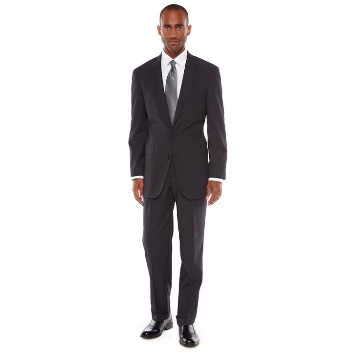 Men's Croft & Barrow&reg; Classic-fit Striped Black Unhemmed Suit, Size: 48l 42
