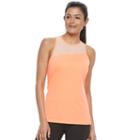 Petite Tek Gear&reg; Asymmetrical Yoke Racerback Tank, Women's, Size: M Petite, Brt Orange