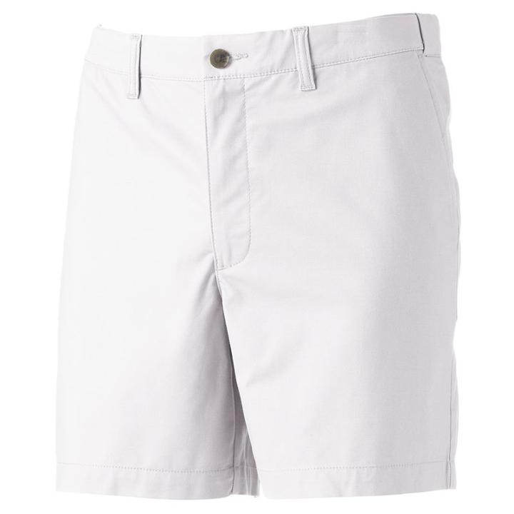 Men's Croft & Barrow&reg; Classic-fit Stretch Flat-front Shorts, Size: 40, White