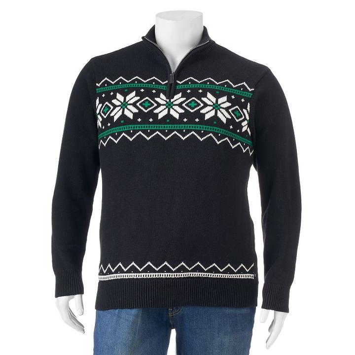 Big & Tall Chaps Fairisle Mockneck Sweater, Men's, Size: 2xb, Black