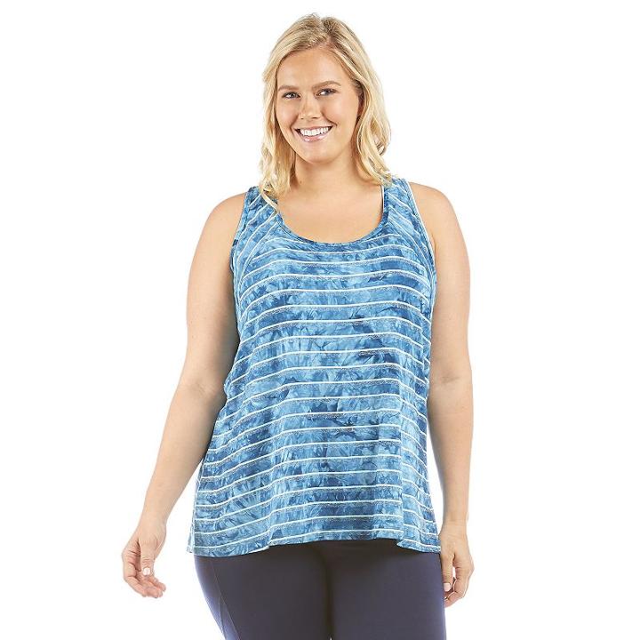 Plus Size Balance Collection Avery Tie-dye Striped Tank, Women's, Size: 1xl, Med Blue