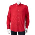 Men's Chaps Classic-fit Tattersall Plaid Stretch Poplin Button-down Shirt, Size: Medium, Red