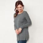 Petite Lc Lauren Conrad Lace-up Sleeve Tunic Sweater, Women's, Size: Xl Petite, Dark Grey