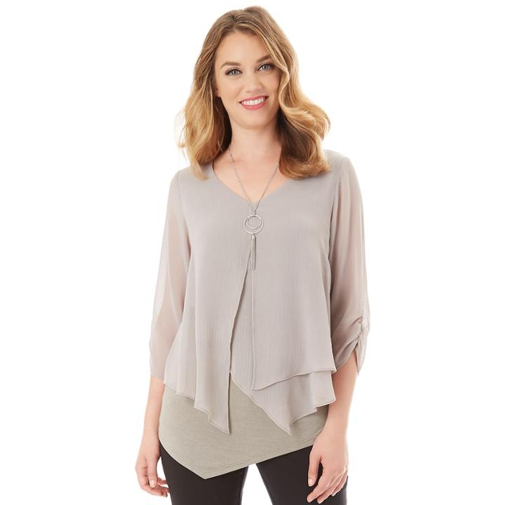 Women's Apt. 9&reg; Asymmetrical Chiffon Popover Top, Size: Xxl, Beige