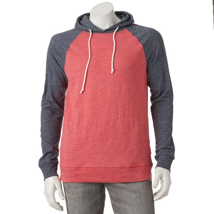 Men's Urban Pipeline&reg; Colorblock Hoodie Tee, Size: Xl, Med Red