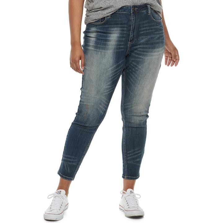 Juniors' Plus Size Mudd&reg; Mid-rise Ankle Jeggings, Teens, Size: 24 W, Dark Blue