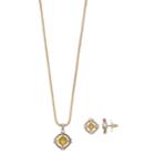 Napier Two Tone Simulated Crystal Pendant & Stud Earring Set, Women's, Yellow