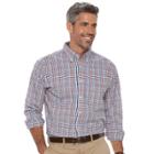 Men's Haggar Classic-fit Plaid Stretch Poplin Button-down Shirt, Size: Xl, Lt Brown