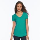 Juniors' So&reg; Short Sleeve V-neck Tee, Girl's, Size: Large, Med Green