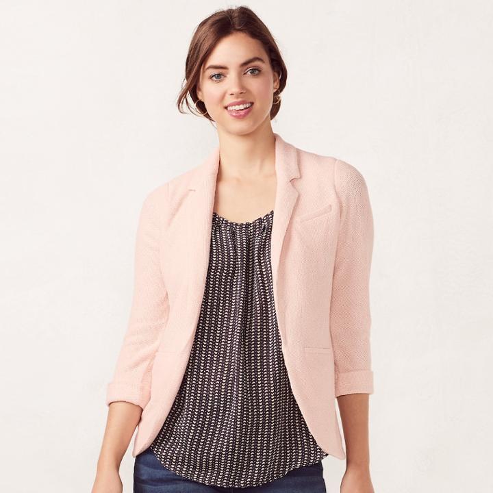 Women's Lc Lauren Conrad Notch Collar Blazer, Size: 14, Lt Beige