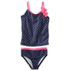 Baby Girl Oshkosh B'gosh&reg; Polka-dot Tankini & Bikini Bottoms Swimsuit Set, Size: 12-18 Month, Blue (navy)