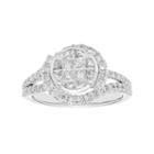 10k White Gold 1 Carat T.w. Diamond Halo Engagement Ring, Women's, Size: 5