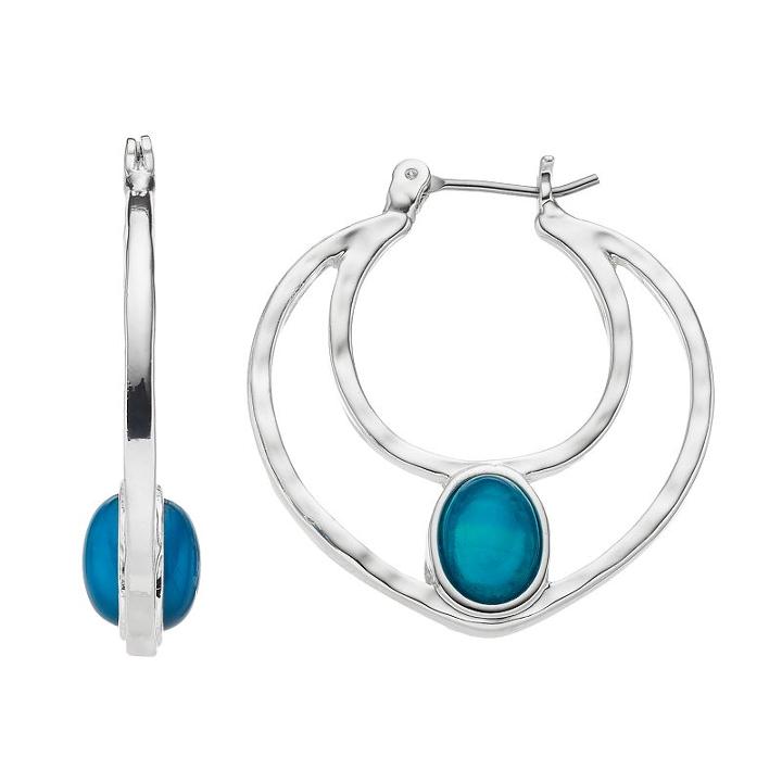 Dana Buchman Blue Oval Nickel Free Double Hoop Earrings, Women's