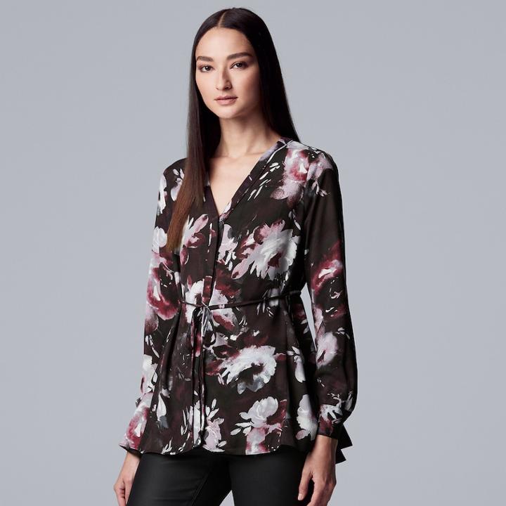 Women's Simply Vera Vera Wang Crepe Tunic Shirt, Size: Medium, Drk Purple