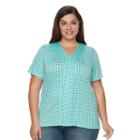 Plus Size Croft & Barrow&reg; Pleated V-neck Tee, Women's, Size: 2xl, Brt Blue