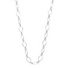 Textured Oval Link Long Necklace, Women's, Grey