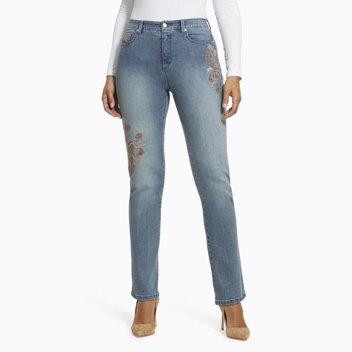 Women's Gloria Vanderbilt Amanda Embroidered Jeans, Size: 12 Avg/reg, Light Blue