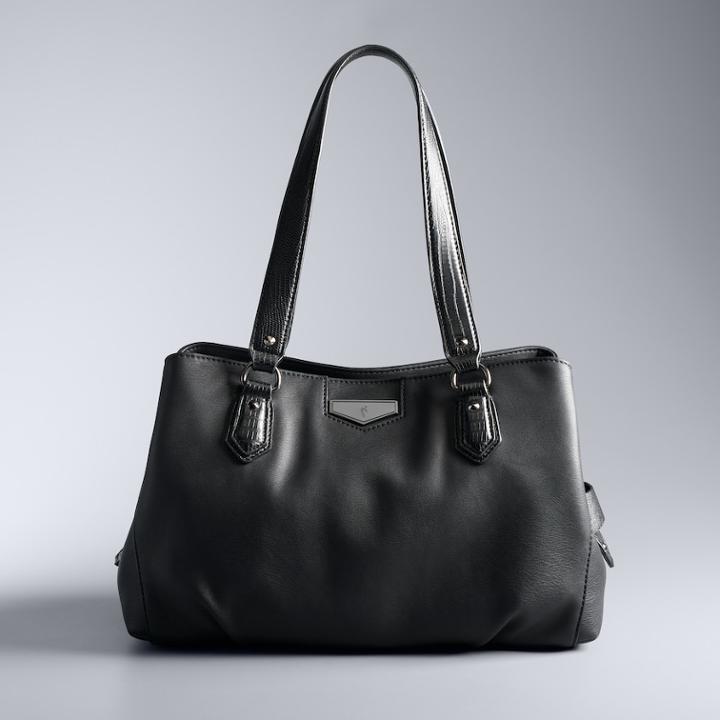 Simply Vera Vera Wang Priya Triple Compartment Satchel, Women's, Black