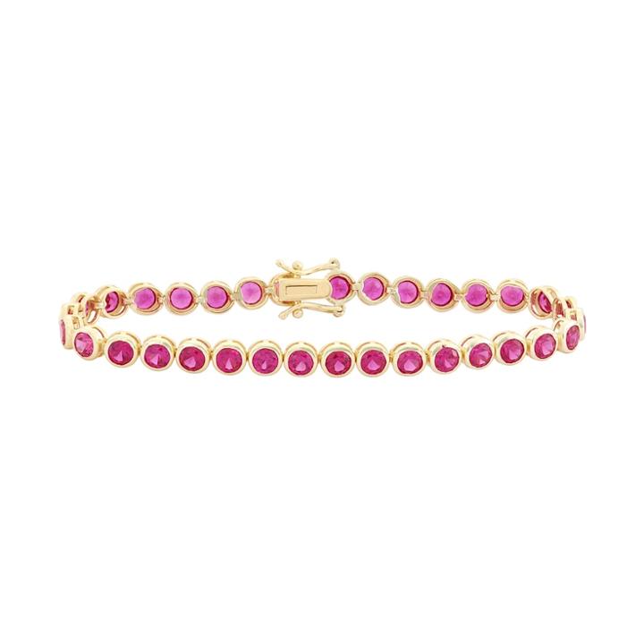 14k Gold Over Silver Lab-created Ruby Tennis Bracelet, Size: 7.25, Red