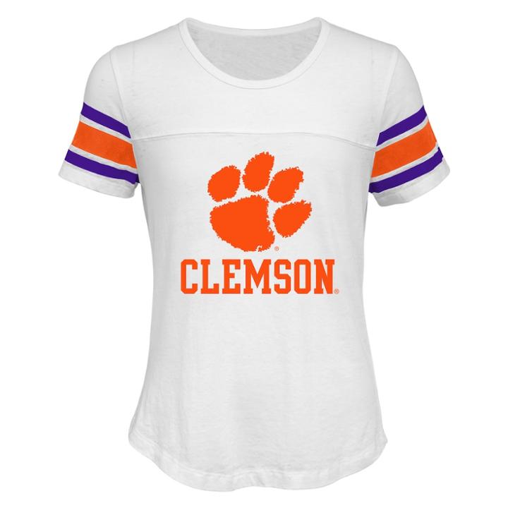 Girls 7-16 Clemson Tigers Team Pride Burnout Tee, Size: L 14, White