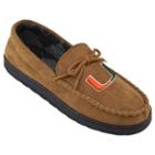 Men's Miami Hurricanes Microsuede Moccasins, Size: 8, Brown