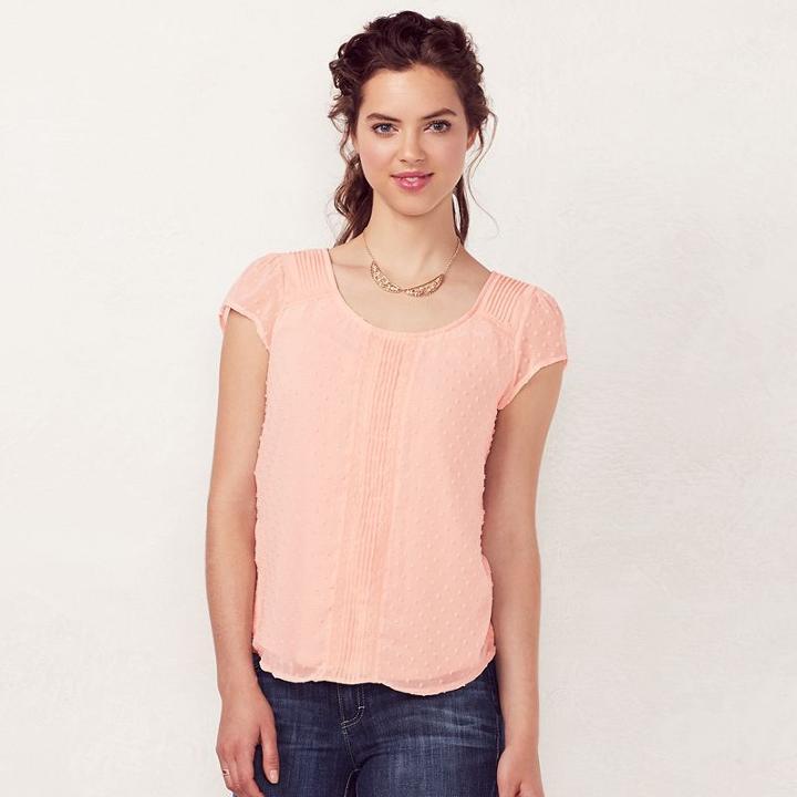 Women's Lc Lauren Conrad Swiss Dot Top, Size: Xs, Brt Pink
