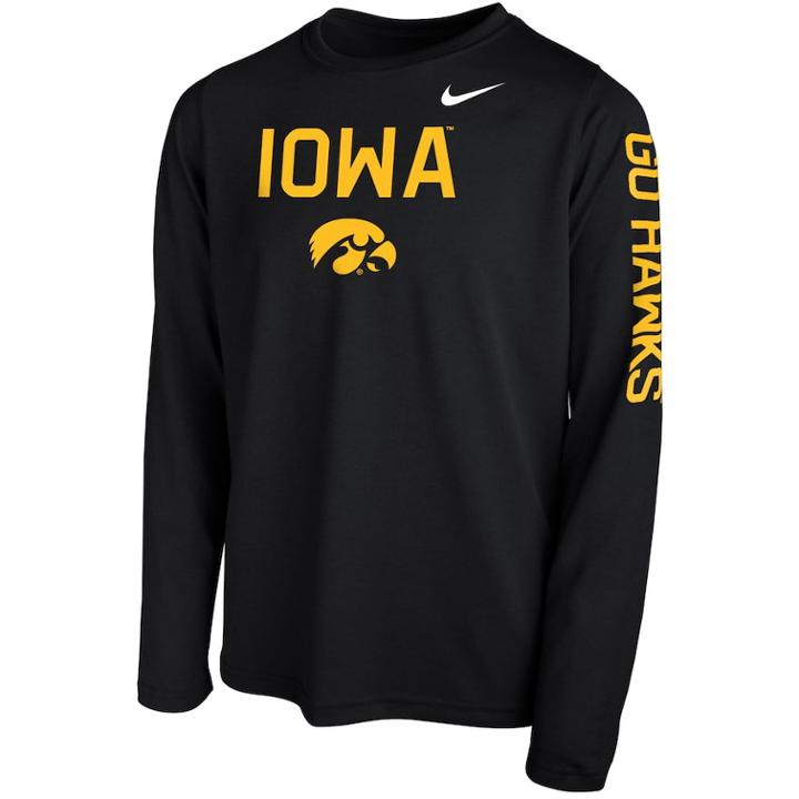 Boys 8-20 Nike Iowa Hawkeyes Legend Core Tee, Size: Xl 18-20, Black