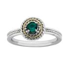 Stacks And Stones 14k Gold And Sterling Silver Lab-created Emerald Textured Stack Ring, Women's, Size: 6, Green