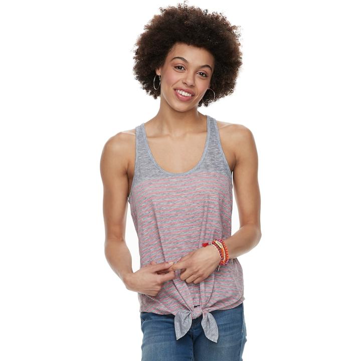 Juniors' So&reg; Tie Front Racerback Tank, Teens, Size: Xxs, Grey