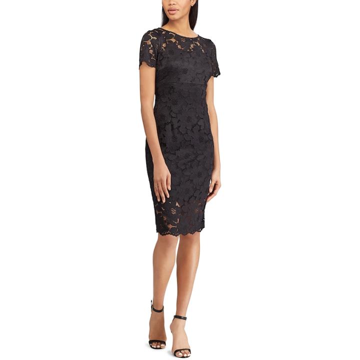 Women's Chaps Lace Sheath Dress, Size: 18, Black