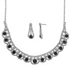 Crystal Allure Collar Necklace And Teardrop Earring Set, Women's, Size: 16.5, Black