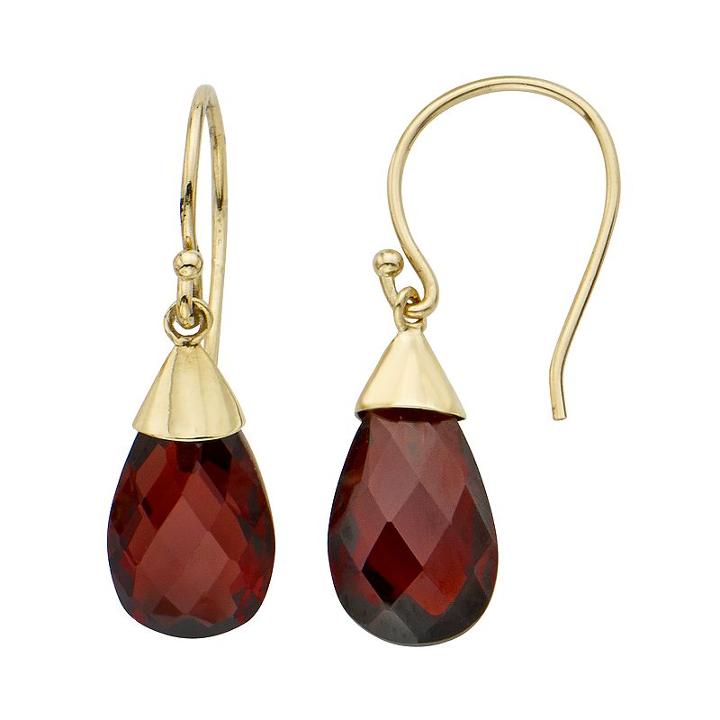 Garnet 14k Gold Teardrop Earrings, Women's, Red