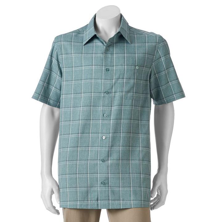 Big & Tall Haggar&reg; Easy-care Microfiber Button-down Shirt, Men's, Size: Xl Tall, Turquoise/blue (turq/aqua)
